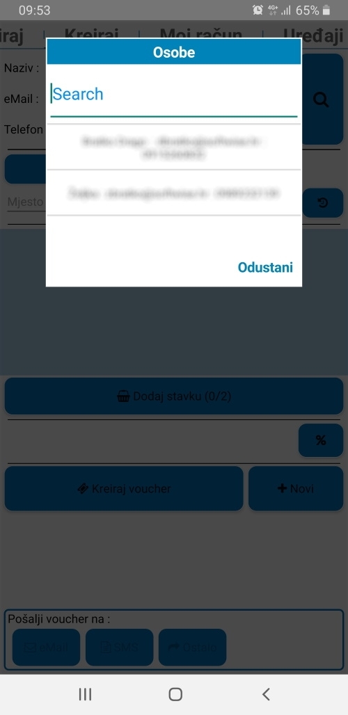 Odaberi osobu (kupca) kojoj je već bio poslan vaučer.